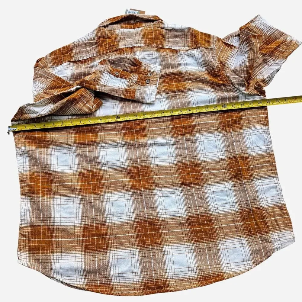 Goodfellow & Co. Vintage Collection Orange & White Plaid Flannel Shirt Size XXL